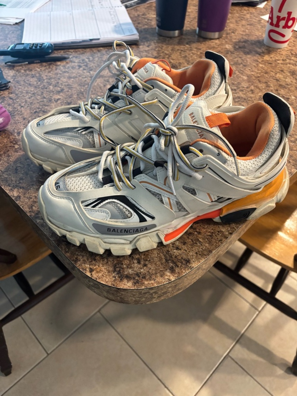 Balenciaga Track Style Sneakers in Light Blue & Orange - Picture 2 of 3